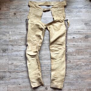 Vintage Western Leather Chaps Medium Tan Motorcycle Rodeo Riding Handmade